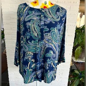 Nine West blue paisley blouse